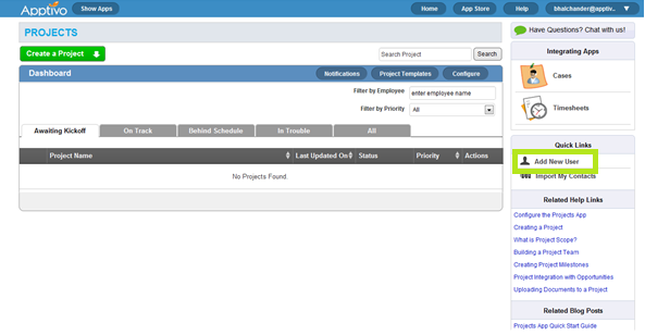 Project Management Welcome page Project Management Welcome page